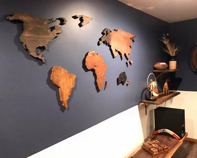 Wooden World Map Silhouette